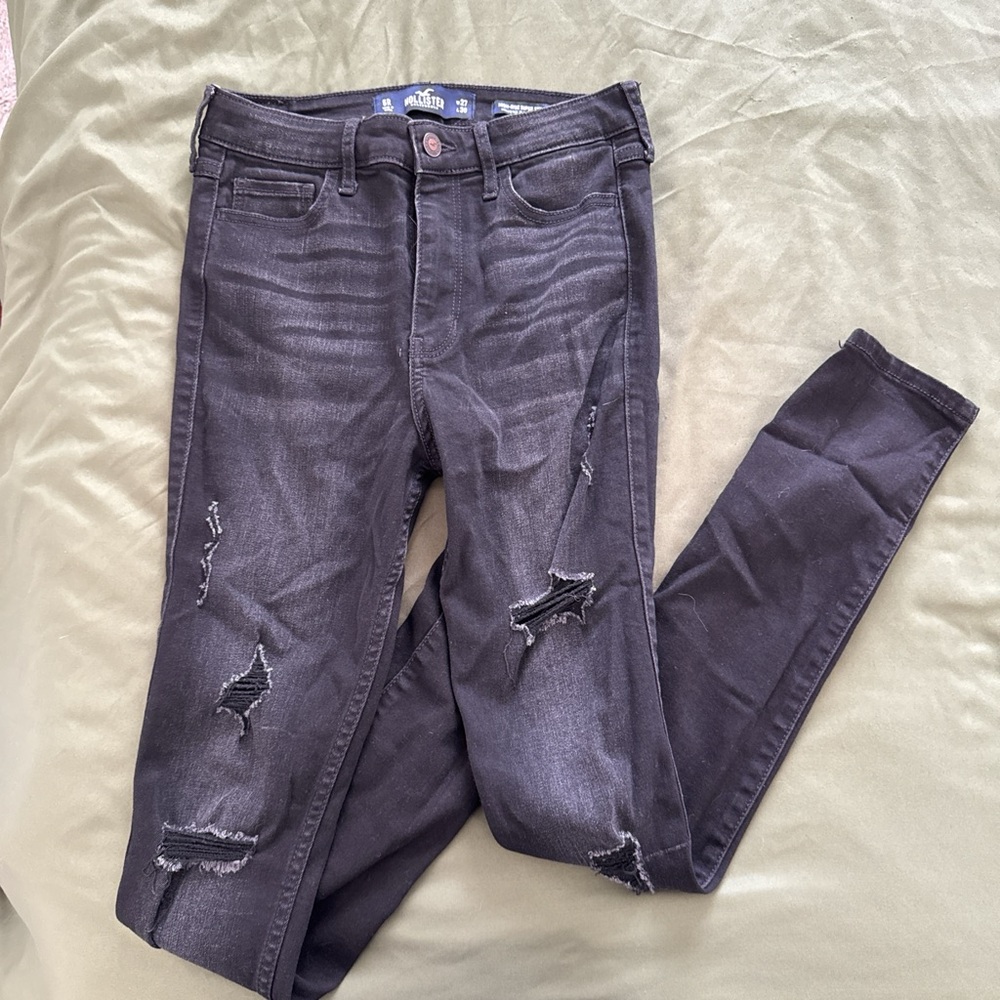 Hollister faded black destroyed jeans